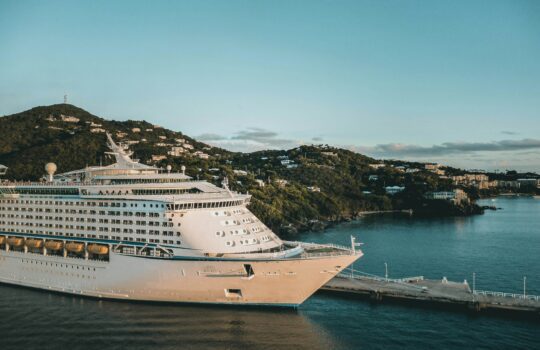 Image of Cruise Ship Docked at an Island