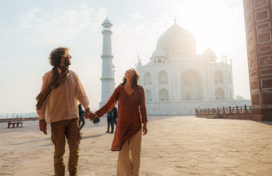 Tourists exploring the Taj Mahal, one of India’s most famous landmarks