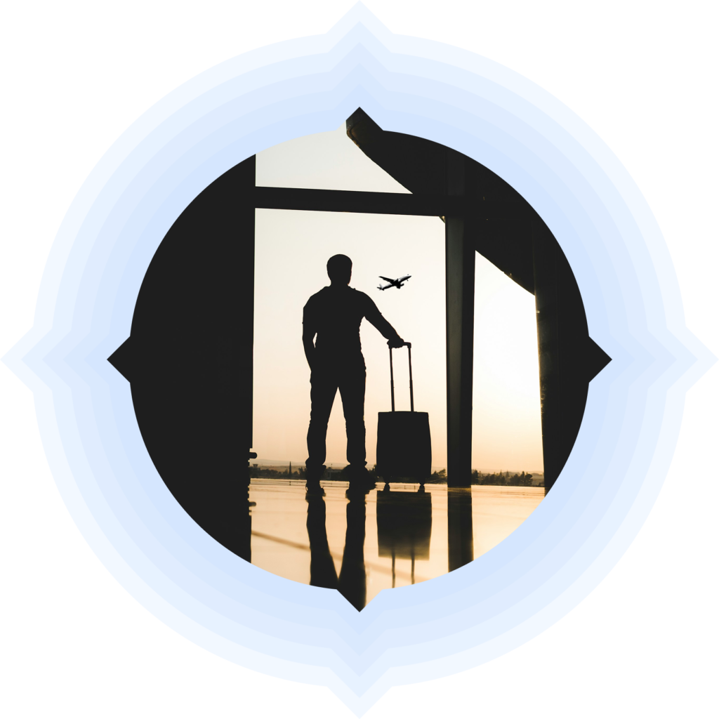 Decorative image of man in airport | traveltek