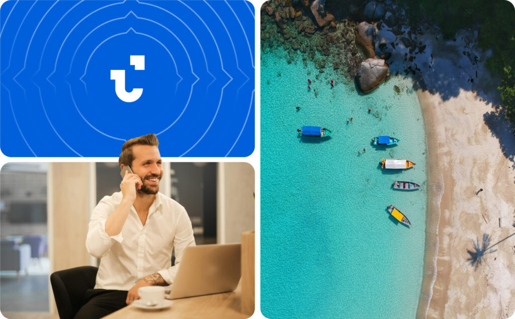 decorative image showing travel agent and ocean | traveltek